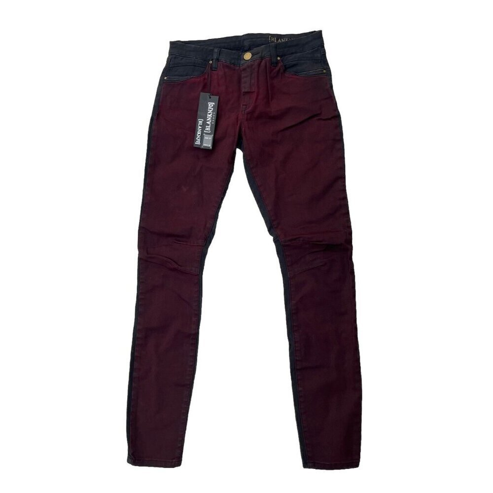 Blank NYC Women's Black Color Block Burgundy Denim Skinny Jeans Size 27 - Picture 9 of 12